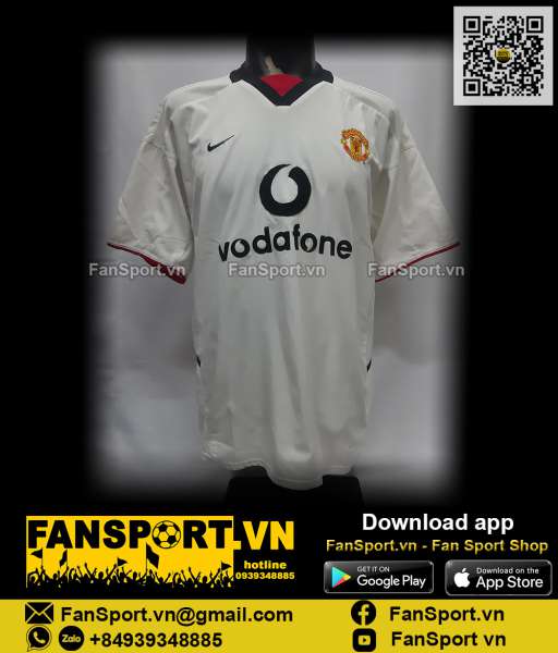Áo Butt 8 Manchester United 2002-2003 away shirt jersey white 184951