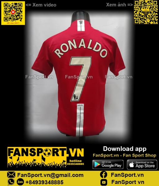 Áo Ronaldo Manchester United 2007 2008 2009 home shirt  jersey 237924