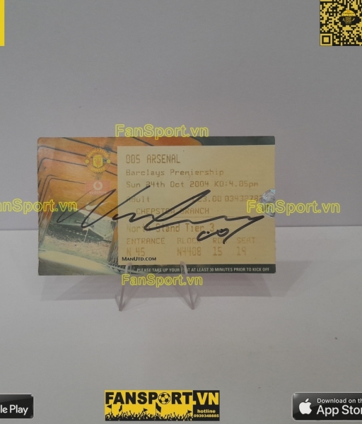 Chữ ký Wayne Rooney vé ticket Manchester United 2-0 Arsenal 24/10/2004