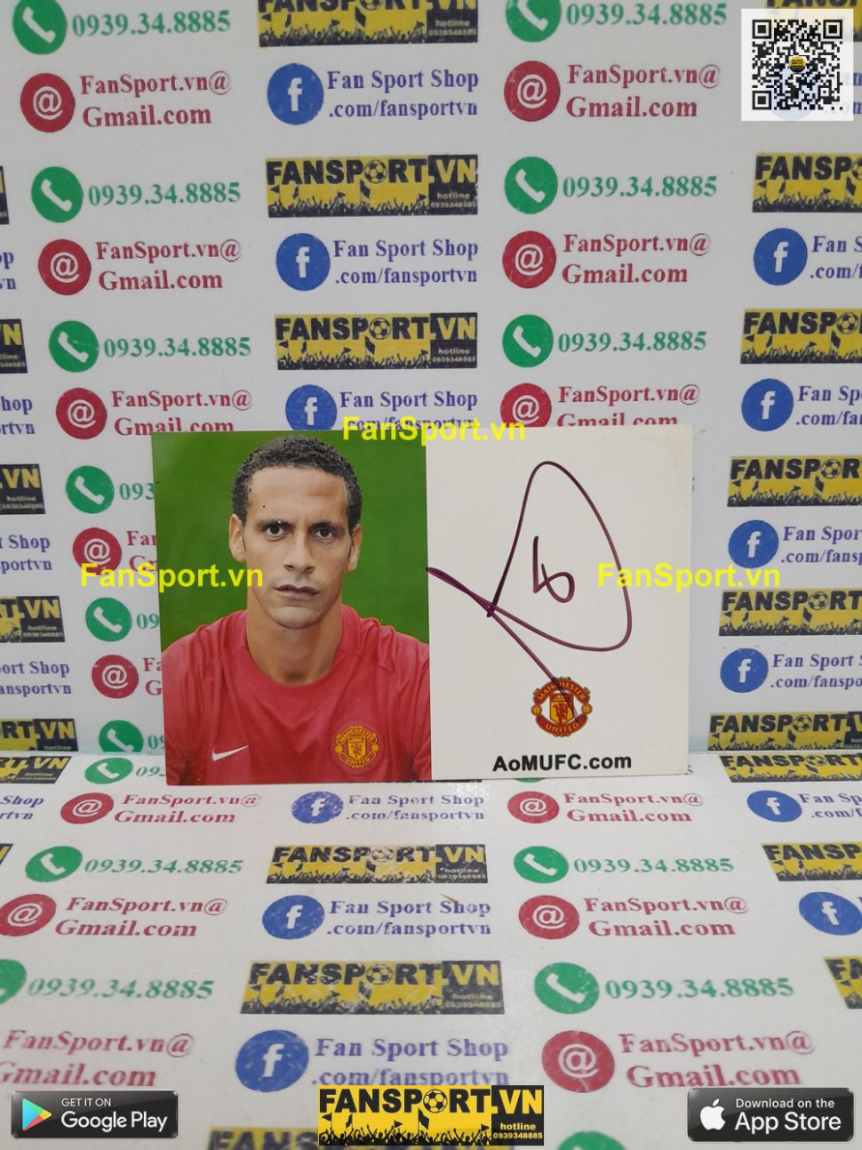 Ảnh chữ ký Rio Ferdinand Manchester United 2007-2009 home signed hand