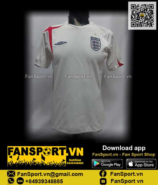 Áo đấu England 2005-2006-2007 home white shirt jersey white S Umbro