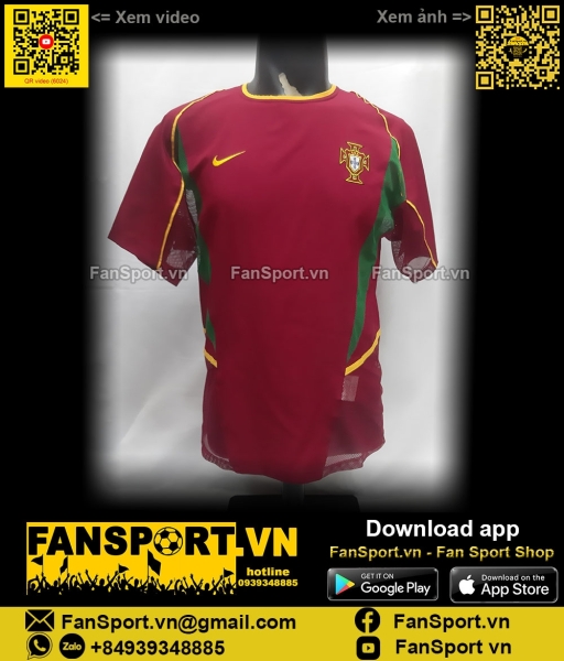 Áo đấu Portugal 2002 2003 2004 home shirt jersey player Nike 182230