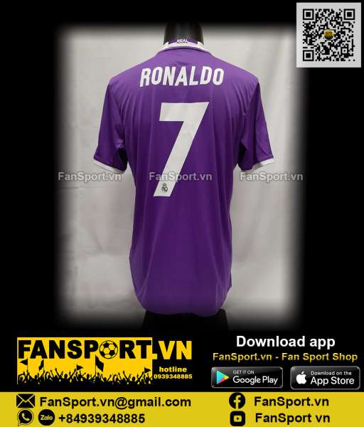 Áo Ronaldo 7 Real Madrid Champion League Final 2017 away shirt jersey