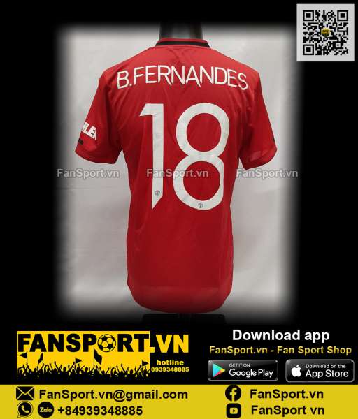 Áo Bruno Fernandes 18 Manchester United 2019 2020 home shirt jersey