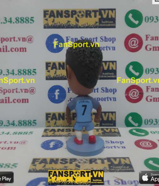 Tượng Raheem Sterling 7 Manchester City 2016 2017 home blue soccerwe