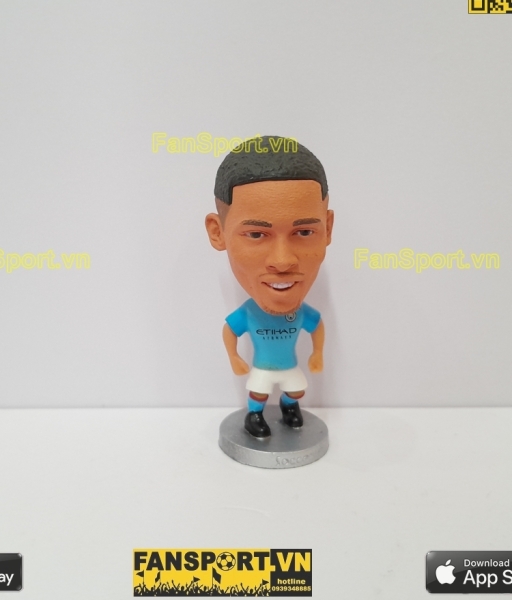 Tượng Gabriel Jesus 33 Manchester City 2017 2018 home blue soccerwe