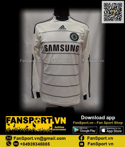Áo đấu Drogba Chelsea 2009-2010 third shirt jersey Adidas E84255 long