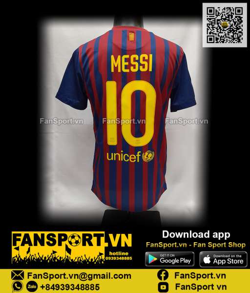 Áo Messi 10 Barcelona 2011-2012 home shirt jersey red blue 419877 Nike