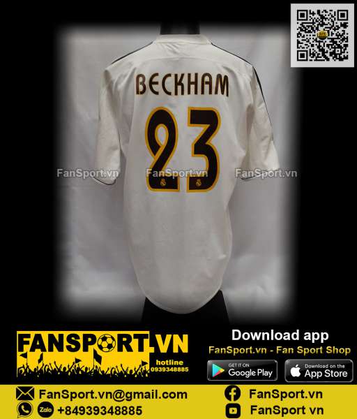 Áo đấu Beckham 23 Real Madrid 2003-2004 home shirt jersey white 021804