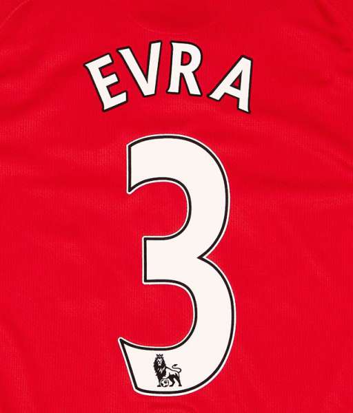 Nameset Evra 3 Manchester United Premier League 2007-2013 white