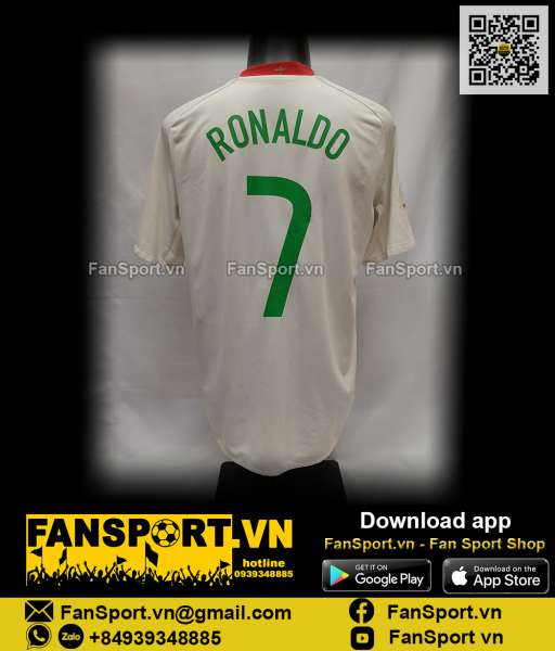 Áo Ronaldo Portugal 2008 2009 2010 away shirt jersey white 259181 Nike