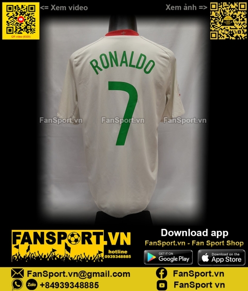 Áo Ronaldo Portugal 2008 2009 2010 away shirt jersey white 259181 Nike