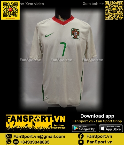 Áo Ronaldo Portugal 2008 2009 2010 away shirt jersey white 259181 Nike