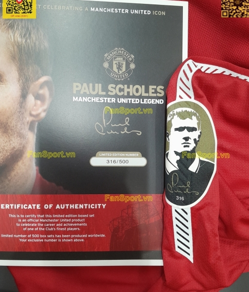 Box áo chữ ký Scholes Manchester United 2010-2011 shirt jersey 382469