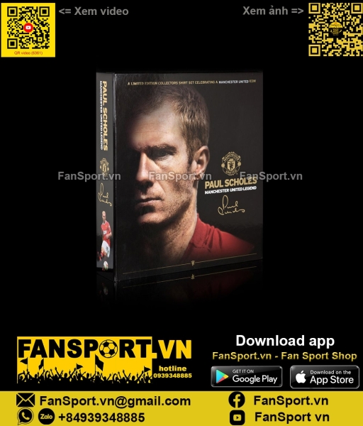 Box áo chữ ký Scholes Manchester United 2010-2011 shirt jersey 382469