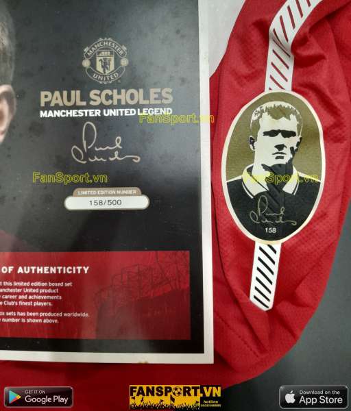 Box áo Scholes Manchester United 2010-2011 20th shirt jersey limited