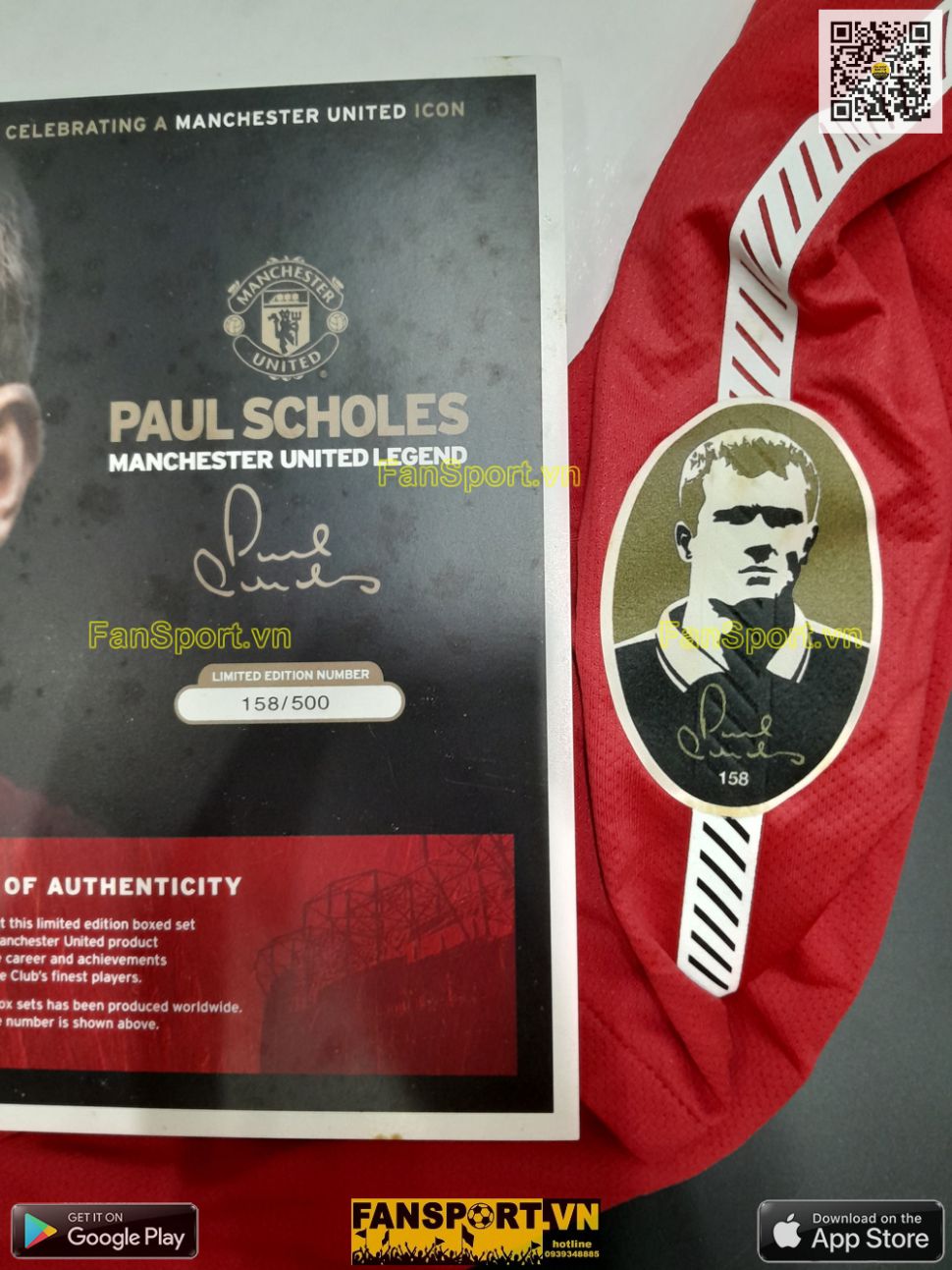 Box áo Scholes Manchester United 2010-2011 20th shirt jersey limited