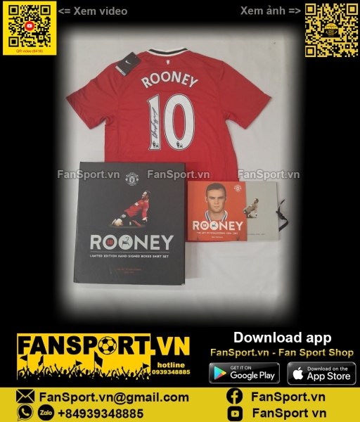 Box 043/400 áo Manchester United Rooney 400 match hand signed limited