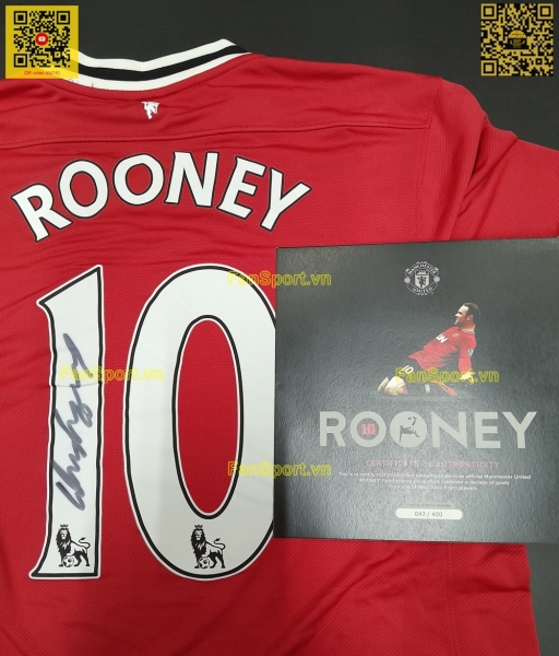 Box 043/400 áo Manchester United Rooney 400 match hand signed limited