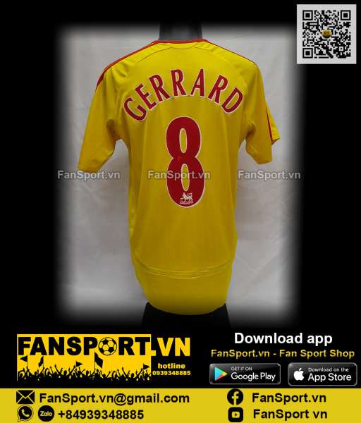 Áo Gerrard Liverpool 2006 2007 third shirt jersey yellow Adidas 053306