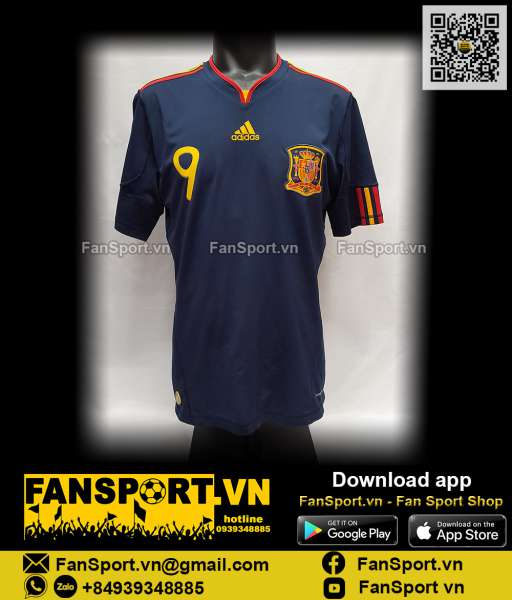 Áo Torres 9 Spain 2010-2011 away shirt jersey World Cup P47896 Adidas