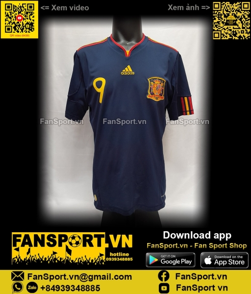Áo Torres 9 Spain 2010-2011 away shirt jersey World Cup P47896 Adidas