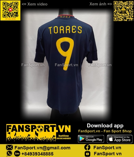 Áo Torres 9 Spain 2010-2011 away shirt jersey World Cup P47896 Adidas