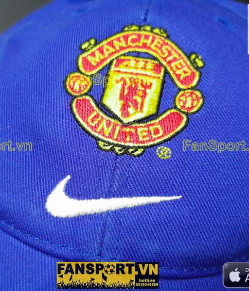 Nón mũ Manchester United Nike training 2005-2006 blue cap hat Vodafone