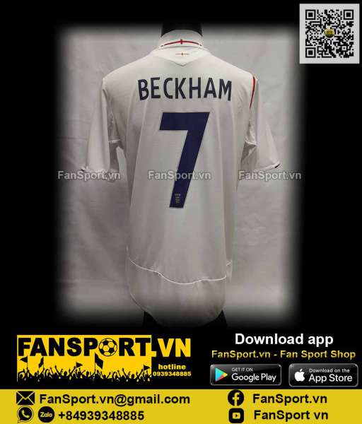 Áo Beckham 7 England 2005-2006-2007 home shirt jersey 735701 JHP Umbro
