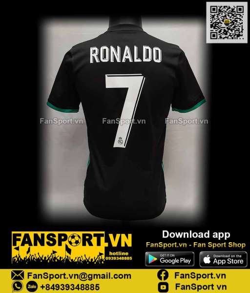 Áo đấu Ronaldo 7 Real Madrid 2017-2018 away shirt jersey black BR3543
