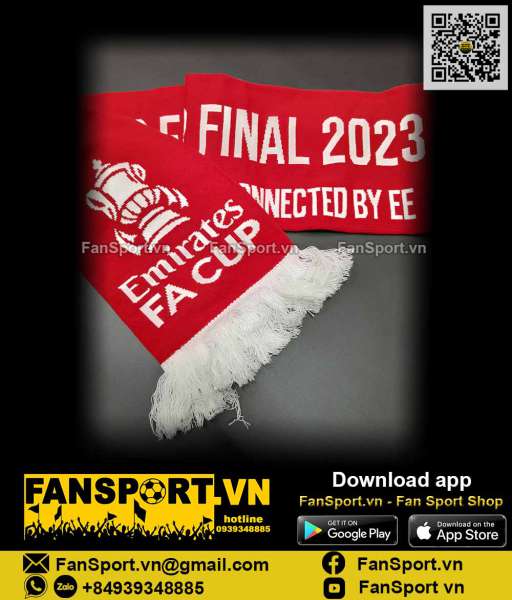 Khăn choàng cổ Manchester United FA Final 2023 red scarf official BNWT