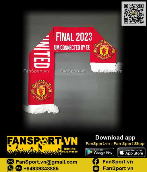 Khăn choàng cổ Manchester United FA Final 2023 red scarf official BNWT