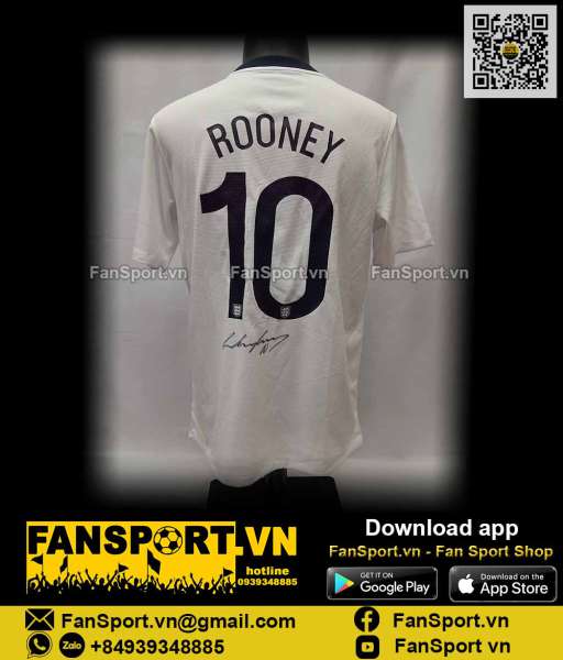 Áo chữ ký Rooney England 2013-2014 home shirt jersey signed hand COA