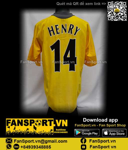 Áo Henry Arsenal Champion League Final 2006 away shirt jersey yellow