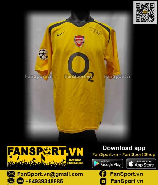 Áo Henry Arsenal Champion League Final 2006 away shirt jersey yellow