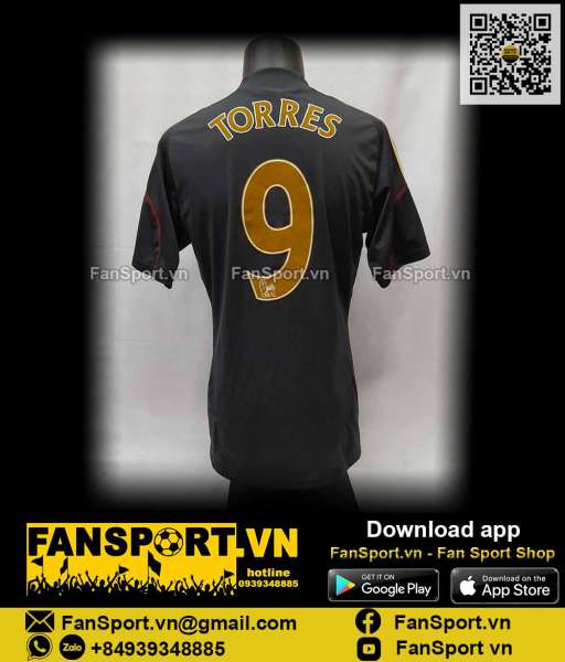 Áo đấu Torres 9 Liverpool 2009 2010 away shirt black jersey E85670 M