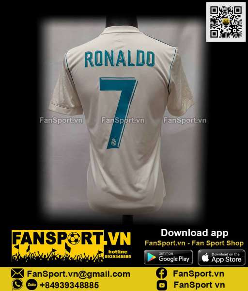Áo Ronaldo 7 Real Madrid 2017-2018 home shirt jersey AZ8059 Adidas