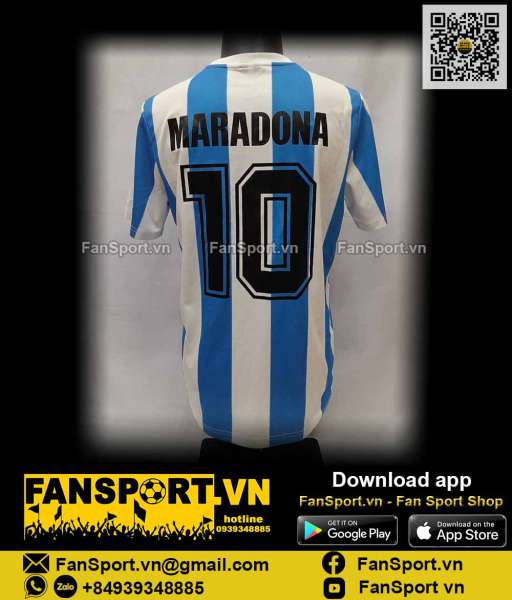 Áo đấu Maradona 10 Argentina 1986-1987 home shirt jersey