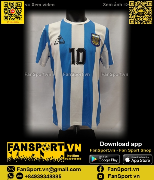 Áo đấu Maradona 10 Argentina 1986-1987 home shirt jersey