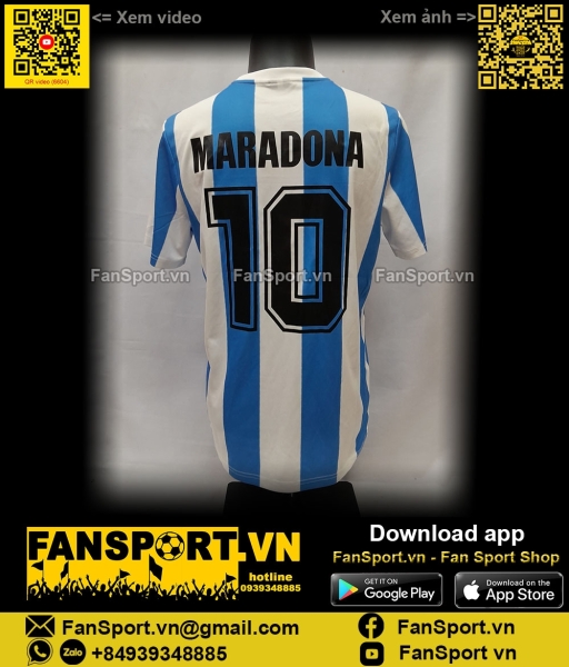 Áo đấu Maradona 10 Argentina 1986-1987 home shirt jersey