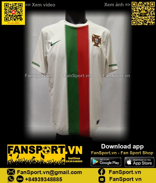 Áo đấu Portugal 2010 2011 2012 away shirt jersey white 376896 Nike L