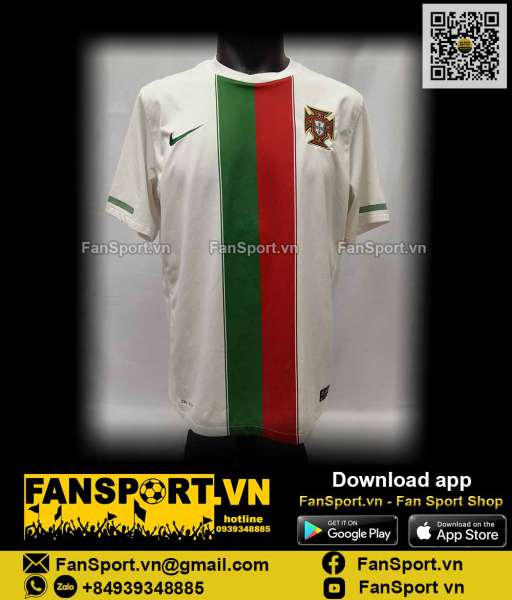 Áo đấu Portugal 2010 2011 2012 away shirt jersey white 376896 Nike L