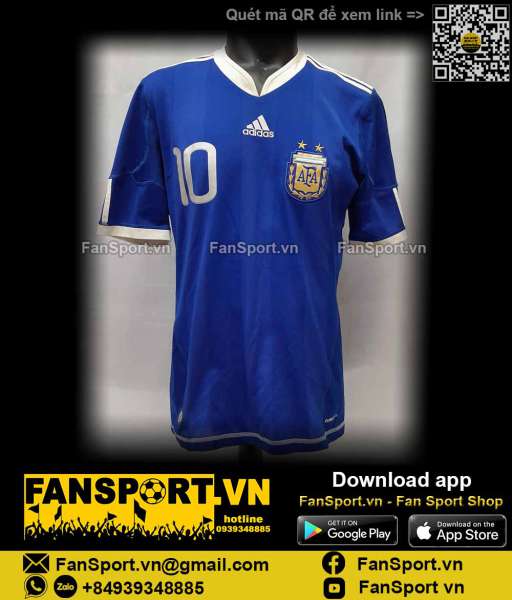 Áo Messi 10 Argentina 2009-2010-2011 away shirt jersey blue P47053