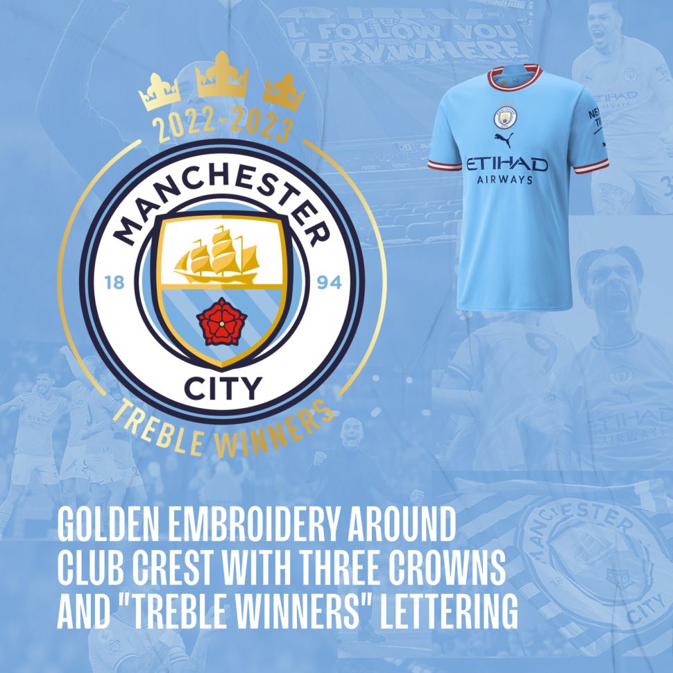 Box áo Manchester City Treble Kings Winner 2022 2023 home shirt jersey