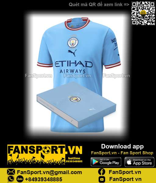Box áo Manchester City Treble Kings Winner 2022 2023 home shirt jersey