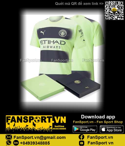 Box áo Manchester City 2022 2023 third shirt jersey authentic 770813
