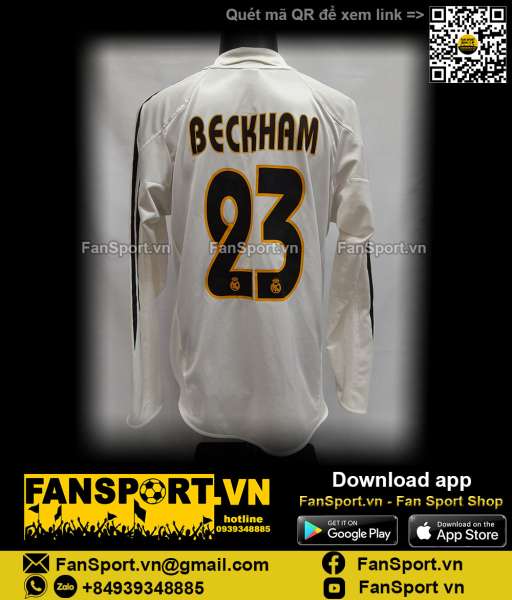 Áo đấu Beckham 23 Real Madrid 2004-2005 home shirt jersey long 183935