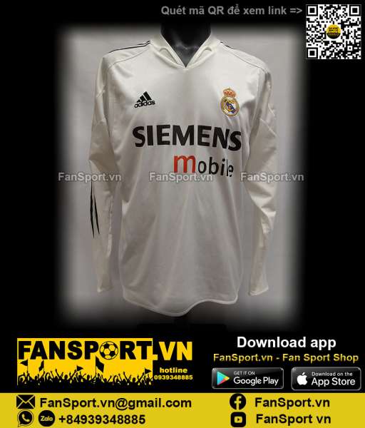 Áo đấu Beckham 23 Real Madrid 2004-2005 home shirt jersey long 183935