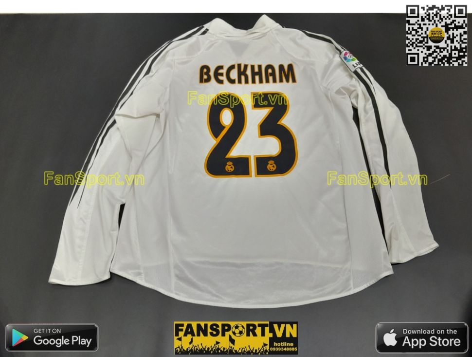Áo đấu Beckham 23 Real Madrid 2004-2005 home shirt jersey long 183935