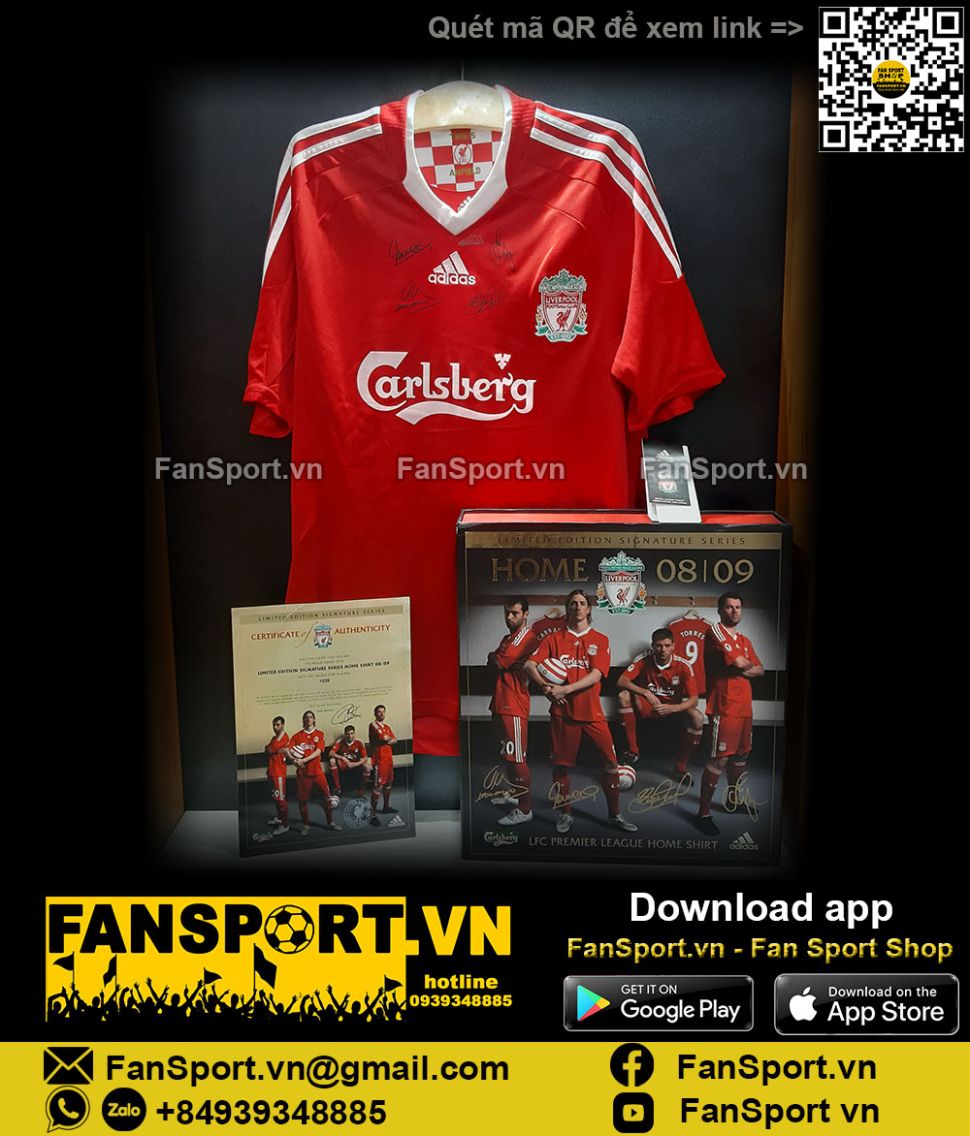 Box Liverpool 2008 2009 2010 home shirt limited Torres, Gerrard signed